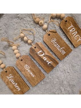 Personalized Wooden Holiday Ornaments Gift Tag Stocking Tag